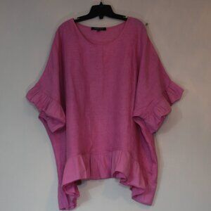 Vivian Shyu Linen oversized pink top tunic ruffle sleeve button Italy sz m/L /XL